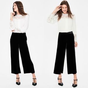 NWT Boden Lyndhurst Black Velvet Cropped Culottes